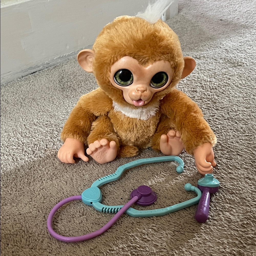 Fur Real Monkey Toy with Stethoscope makes noise to play Dr
